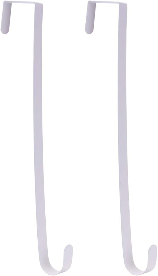 Sattiyrch 15" Wreath Hanger for Front Door,Sturdy Steel Wreath Door Hanger,Over The Door Hanger Hook (White,2)