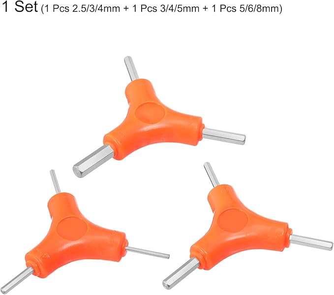 HARFINGTON 3pcs Y-Shaped 3 Way Bike Hex Wrench Set 2.5/3/4mm 3/4/5mm 5/6/8mm Y-Type Inner Hex Wrench All-In-One Multi Portable Biking Torque Spanner for Bicycle Cycling Repair Tool, Yellow