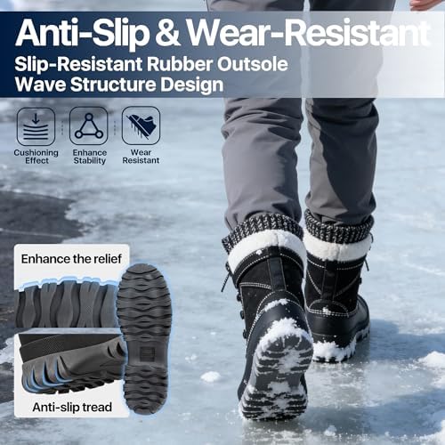 FREE SOLDIER Women's Waterproof Winter Cold Weather Snow Boots for Women Outdoor Fashion Duck Boots Comfortable Insulated