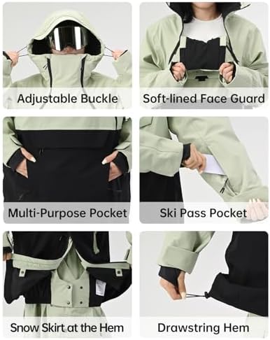 Mens Ski Jacket 3L Baggy Snowboard Pullover Snow Anorak