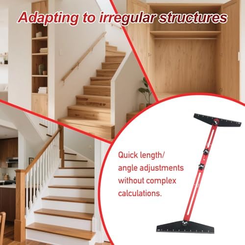 Stair Tread Template Tool, Stair Tread Jig with Miter Protractor, Carpenter Pencil, Heavy-Duty Aluminum Stair Tread Gauge, Stair Measuring Tools Suitable for Stairs, Cabinets, Flooring