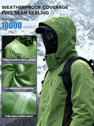 FREE SOLDIER Men's Winter Ski Snow Jacket Warm Fleece Lined Coats