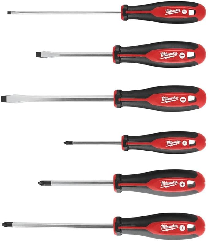Milwaukee 48-22-2706 6Piece Phillips and Slotted Head Screwdriv Ing Set W/Magnetic Tips and Trilobe Handles