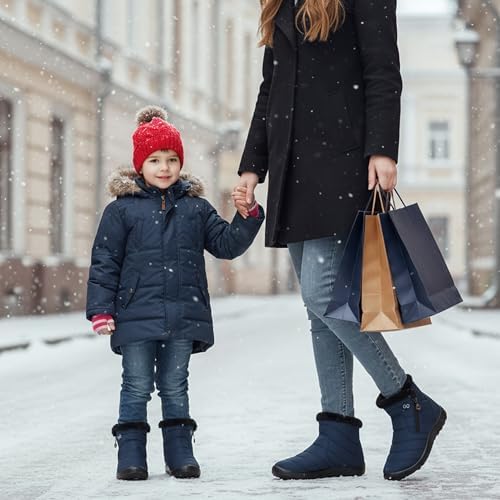 HARENCE Snow Boots for Women Winter Boot with Comfortable Warm Fur Lined Ankle Booties Outdoor Slip On Waterproof Short Boots