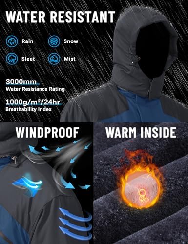 TACVASEN Men's Winter Skiing Jackets Waterproof Thermal Snowboard Coats