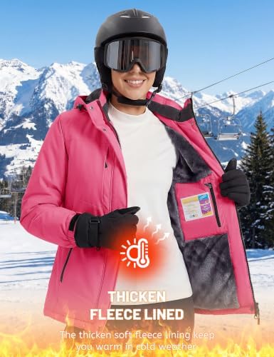 TACVASEN Women's Snow Ski Jacket Winter Warm Fleece Coat with Hood