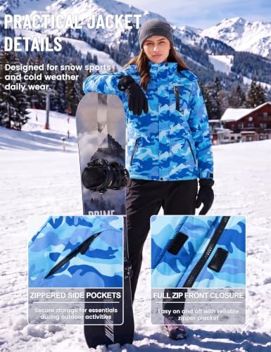 TACVASEN Women's Winter Coats Waterproof Snow Ski Jacket Warm Fleece