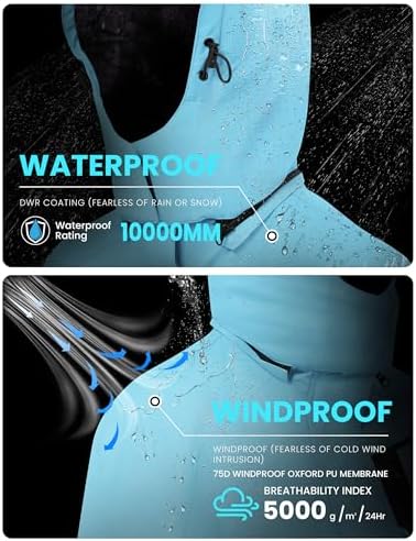 WULFUL Women's Waterproof Ski Jacket Warm Winter Coats Windproof Winter Jackets for Women Fleece Lined Windbreaker with Hood