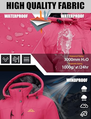 MAGCOMSEN Womens Winter Coats Waterproof Ski Snow Jackets Warm Thermal Coat