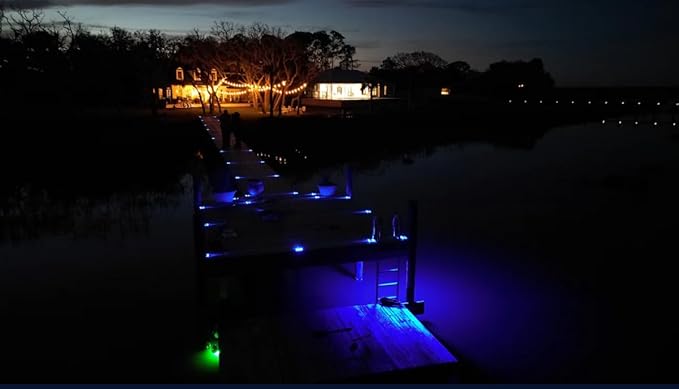 Hydro Glow LED Dock Master Blue - Dock Mounted Fishing Light, 3,000 Lumen Output, 20-ft Waterproof Cord