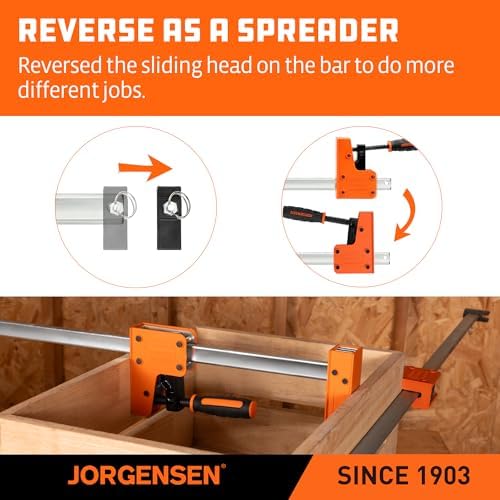 Jorgensen 24-inch Bar Clamps Set, 2-pack Cabinet Master 90° Parallel Clamps