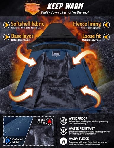 TACVASEN Men's Winter Skiing Jackets Waterproof Thermal Snowboard Coats
