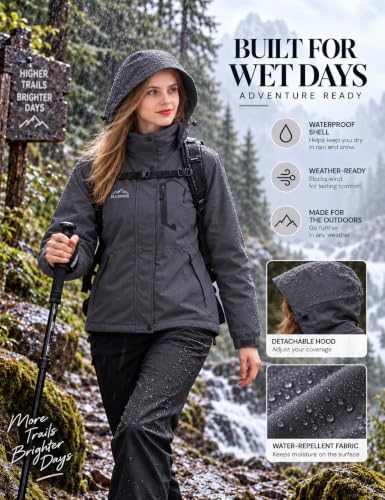 ELLSWOS Womens Winter Coats Waterproof Ski Jacket Warm Snow Raincoat