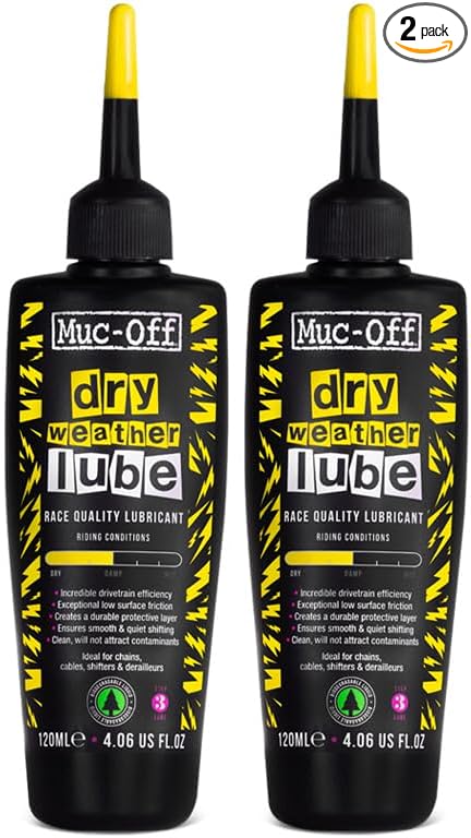 Muc-Off Dry Chain Lube, 2 Pack 4 fl oz - Bike Lube, Bike Chain Oil, Chain Wax for Dry Weather Conditions - Biodegradable Bike Lubricant and Bicycle Chain Oil