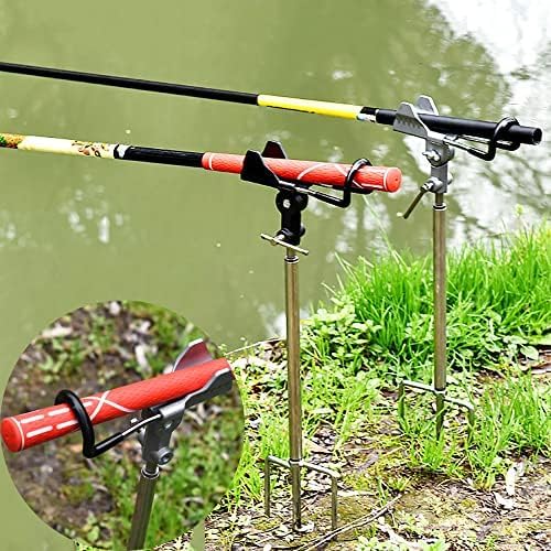 Stedan 2 Pack Fishing Rod Holders, Ground Fishing Rod Pole Brackets, 360 ° Adjustable & Detachable Easy to Carry Folding Fishing Equipment on Lakes, Rivers