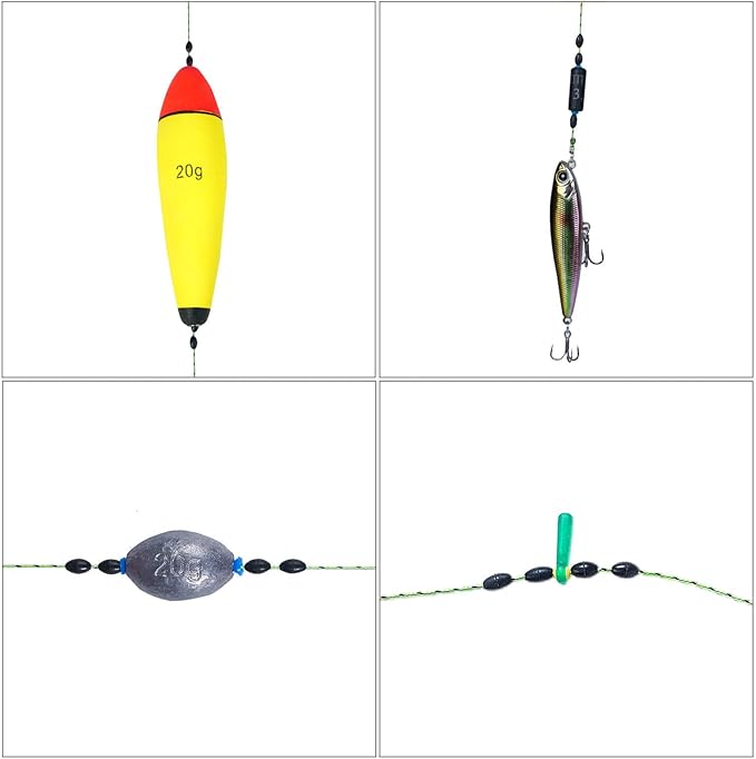 Lavie&Camus 720PCS Fishing Bobber Stopper, Oval Floats Sinker Stops, 6 in 1 Black Rubber Bobber Stops, L M S Size Float Stop Kit