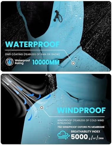 WULFUL Men's Waterproof Ski Jacket Warm Winter Coats Windproof Winter Jackets for Men Fleece Lined Windbreaker with Hood