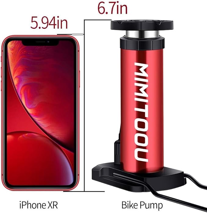 Bike Pump, Mini Bicycle Pump Portable Bike Floor Pump with Presta and Schrader Valves Aluminum Alloy Floor Bicycle Air Pump Compact Mini Bike Tire Pump, Extra Valve and Gas Needle for All Bike