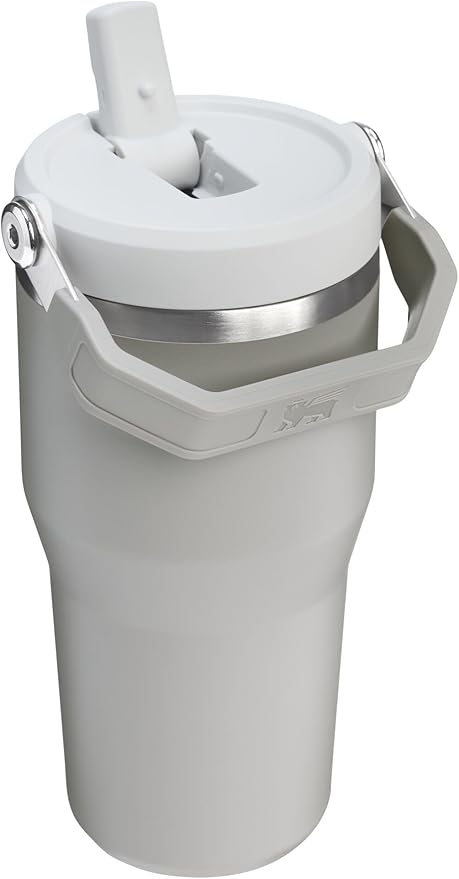 STANLEY アイスフローフリップストロータンブラー 2.0 (ハンドル付き) 20oz | ツイストオン蓋とフリップアップストロー | 漏れ防止ウォーターボトル | 保温保冷ステンレス | BPAフリー | アッシュ