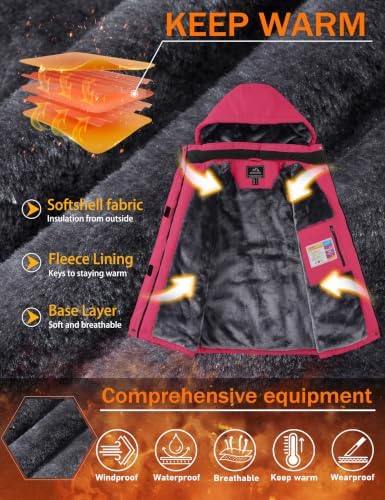 MAGCOMSEN Womens Winter Coats Waterproof Ski Snow Jackets Warm Thermal Coat