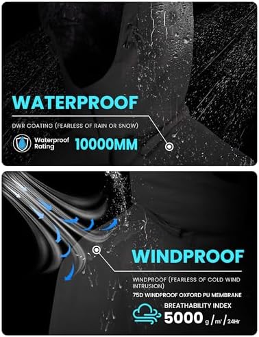 WULFUL Men's Waterproof Ski Jacket Warm Winter Coats Windproof Winter Jackets for Men Fleece Lined Windbreaker with Hood
