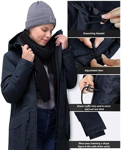 33,000ft Women's Waterproof Winter Coat Long Insulated Jacket with hood