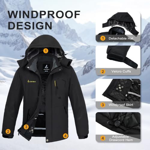 Mens Winter Jacket Ski Snow Waterproof Puffer Parka Coats