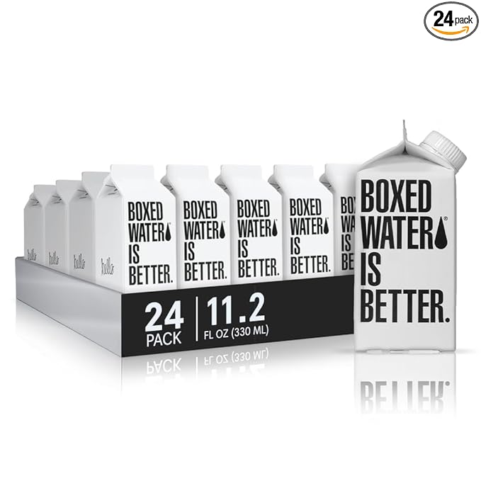 Boxed Water 11.2オンス（24個パック） – プレミアムプラスチック製精製飲料水より優れたBPAフリー、詰め替え・再利用可能なカートン – ミニ