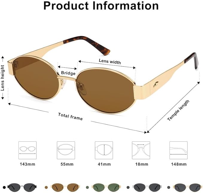 SOJOS Retro Oval Sunglasses for Women Trendy Classic Shades UV400 Protection SJ1256