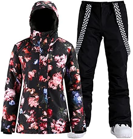 GSOU SNOW Womens Ski Jacket and Pants Set Snowsuits Snow Pants Insulated