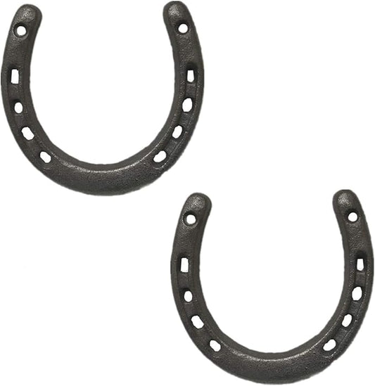 Cast Iron Horseshoe Wall Decor, Medium Horseshoe Sturdy Cast Iron 5 Holes On Each Side for Indoor Or Outdoor（2 pack)…
