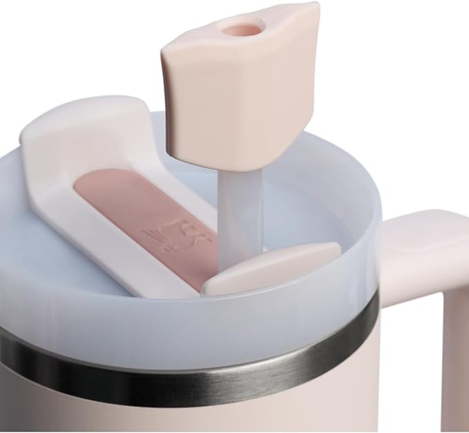 Stanley Quencher Stay Smooth Anti-Pucker Straw Topper 2-Pack | Ergonomic Sip Through Straw Cap for Tumbler with Handle | Silicone Accessory for Drinking Cup | BPA-Free | Rose Quartz