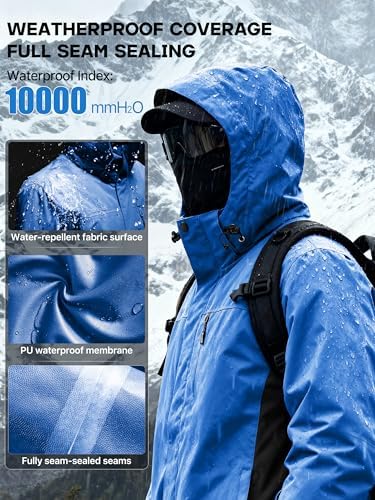 FREE SOLDIER Men's Winter Ski Snow Jacket Warm Fleece Lined Coats