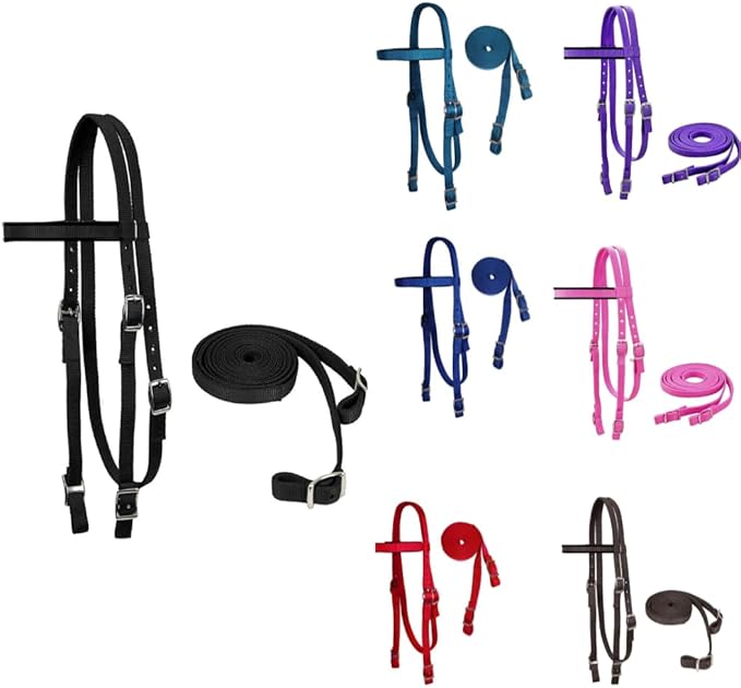 Tahoe Tack Plain Double Layer Nylon Headstall with Reins