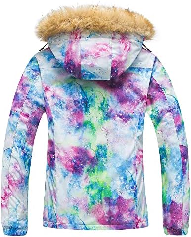 Pursky Women's Waterproof Ski Jacket Winter Snow Coats Fur Hooded Raincoat Parka