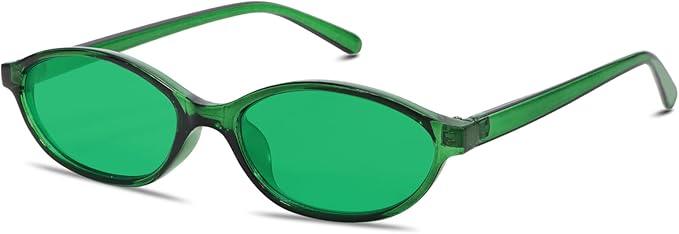 Retro Oval Sunglasses for Women Chic Cat Eye 90s Sunnies Lightweight Narrow Shades Trendy UV protection Sun Glasses