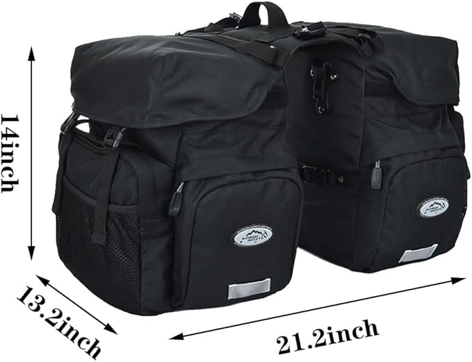 50L Panniers Bike Bags, Waterproof Bike Panniers Made of High-Density 600D Polyester for Durable Use, Bike Saddle Bag come with Reflective Trim and Rain Cover, Easy Organize in 7 inch Rack