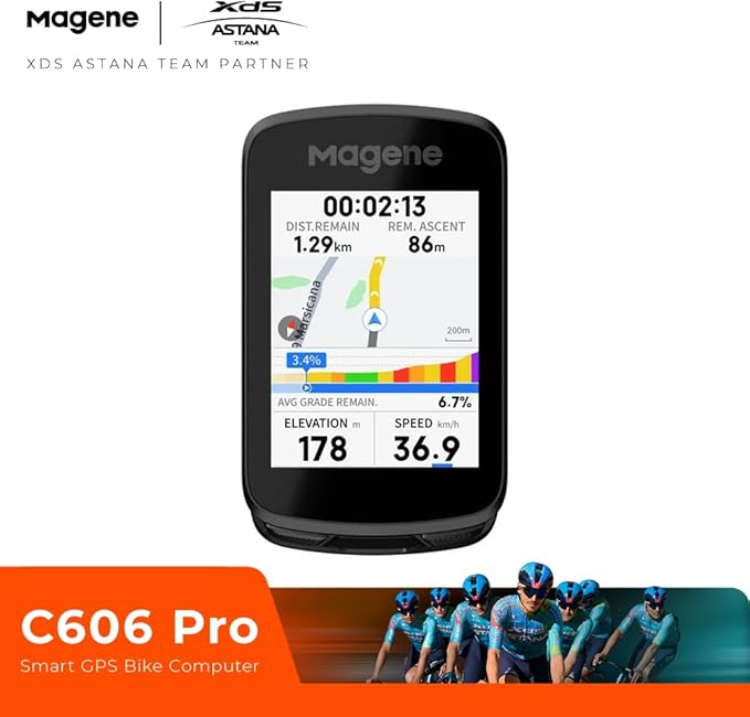 Magene C606 Pro GPS Bike Computer – 2.8" Transflective Touchscreen, 25Hr Battery, Map Navigation, Climb Pro, Live Segments, ANT+/Bluetooth Cycling Computer