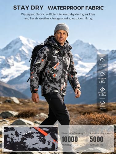 wantdo Men's Softshell Waterproof Polar Fleece Breathable Climbing Ski Coat