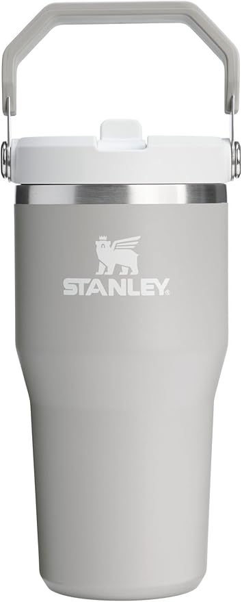 STANLEY アイスフローフリップストロータンブラー 2.0 (ハンドル付き) 20oz | ツイストオン蓋とフリップアップストロー | 漏れ防止ウォーターボトル | 保温保冷ステンレス | BPAフリー | アッシュ
