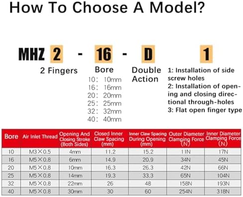 1PCS MHZ2 Pneumatic Finger Cylinder Parallel Gripper MHZ2-10/16/25/32/40D1/D2/D3 Side Thread Aluminium Clamps(MHZ2-16D1)