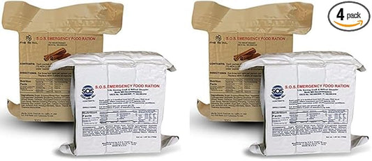 S.O.S. Rations Emergency 3600 Calorie Food Bar (Cinnamon + Coconut), (Pack of 4)