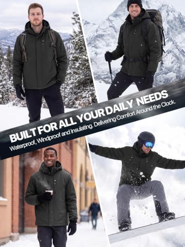 FREE SOLDIER Men's Winter Ski Snow Jacket Warm Fleece Lined Coats