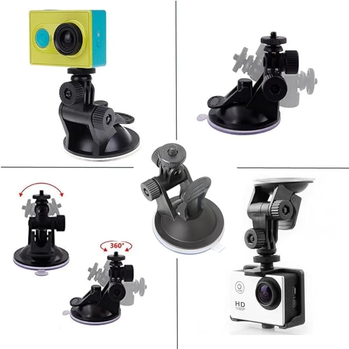 2 Pack Dash Cam Suction Cup Mount with 1/4 Screw Thread Windshield Camera Holder Stand for Car Dashcam GPS Driving DVR Action Camcorder Phone Bracket Video Recorder