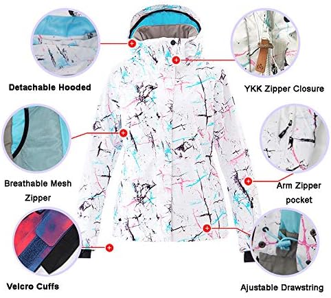 Women's Ski Jackets and Pants Set Windproof Waterproof Insulated Snowsuit Winter Warm Snowboarding Snow Coat