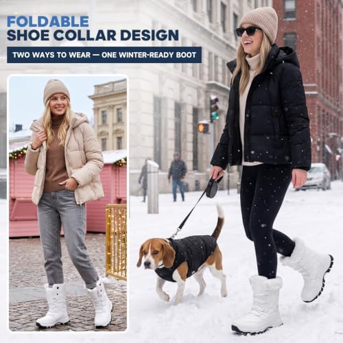 Women's Winter Snow Boots Waterproof Warm Lace Up Mid-Calf Booties