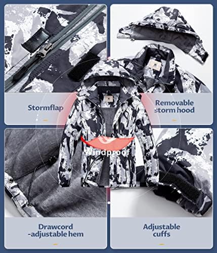 Men's Mountain Waterproof Ski Jacket - Windproof Snowboarding Warm Winter Coat Raincoat