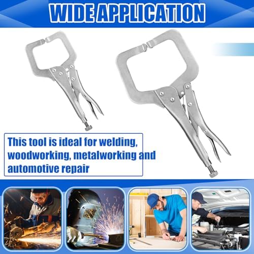 Yexiya 8 Pack 11 Inch 6 Inch Locking C Clamp Locking Pliers Adjustable Welding Clamp Heavy Duty Alloy Steel with Regular Tip for Woodworking Shop Home Farm
