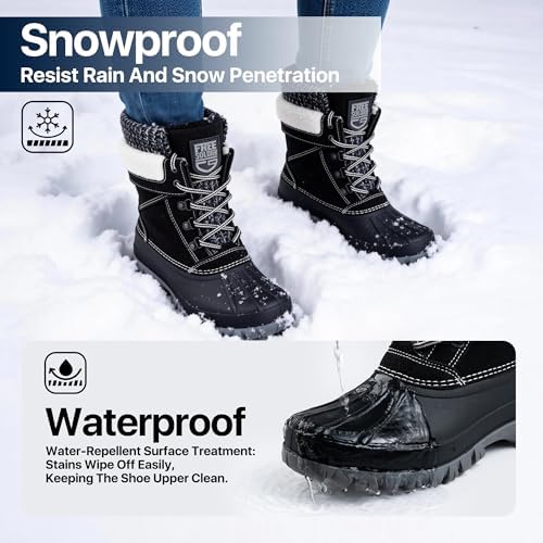 FREE SOLDIER Women's Waterproof Winter Cold Weather Snow Boots for Women Outdoor Fashion Duck Boots Comfortable Insulated