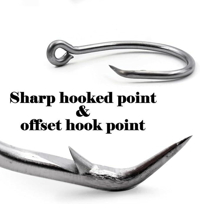 25pcs Circle Hooks Saltwater, in-Line 5X Strong Fishing Hooks for Saltwater & Freshwater, Live Bait Non-Offset Wide Gap Fish Hook for Catfish, Striped, Bass, Salmon, Mackerel, Tuna